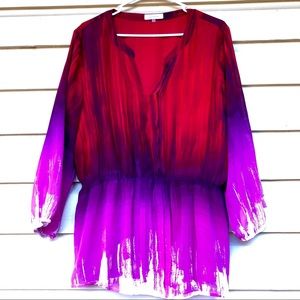 Calvin Klein Blouse Long Sleeve V neck Shirt